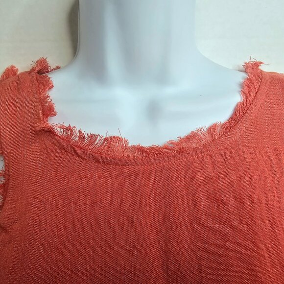 NWT ALTAR'D STATE CROP TANK  DEEP CORAL‎ GAUZE DOUBLE LAYER FRAY EDGE SZ SM - Picture 4 of 11
